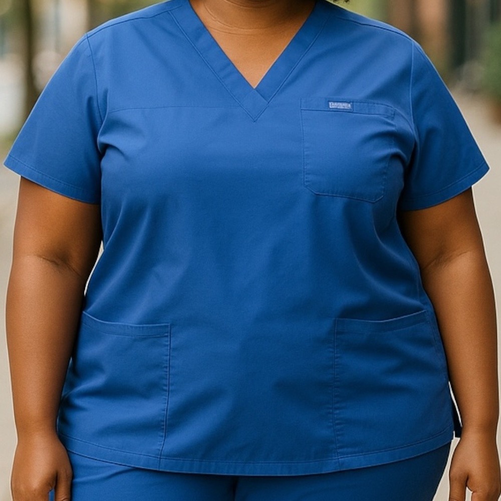 Jaanuu | Light Blue 3 Pocket Short Sleeve Scrub Top 2X Medical Work Uniform‎
